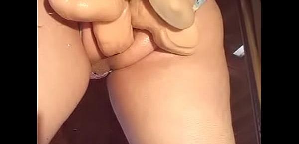  fucking my ass with 12" dildo
